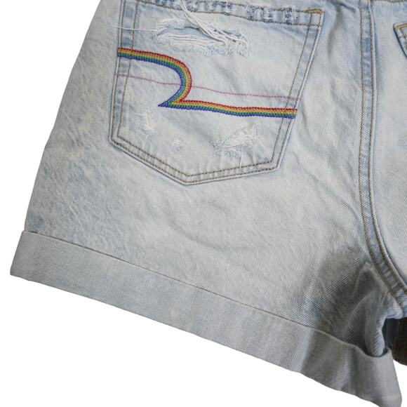 American Eagle Womens 2 Light Wash Cuffed Mom Jean Short - Picture 6 of 11
